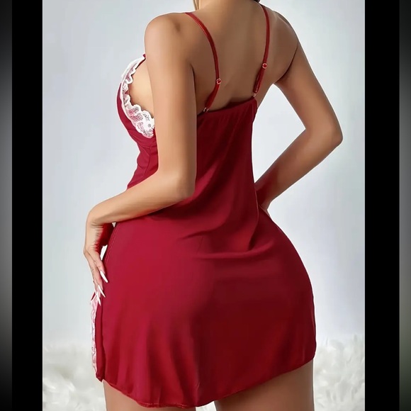 Solid Color Lace Trim Lingerie Night Dress Slip - Picture 5 of 5